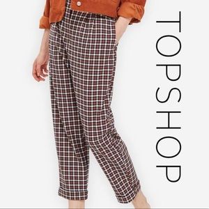 Topshop Tapered Checkered Trousers